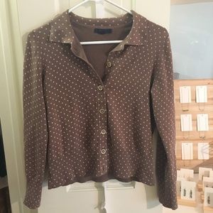 ♡ BODEN Cute Polka Dot Brown Tan Cardigan
